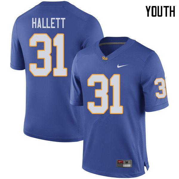 Youth #31 Erick Hallett Pittsburgh Panthers College Football Jerseys Sale-Royal